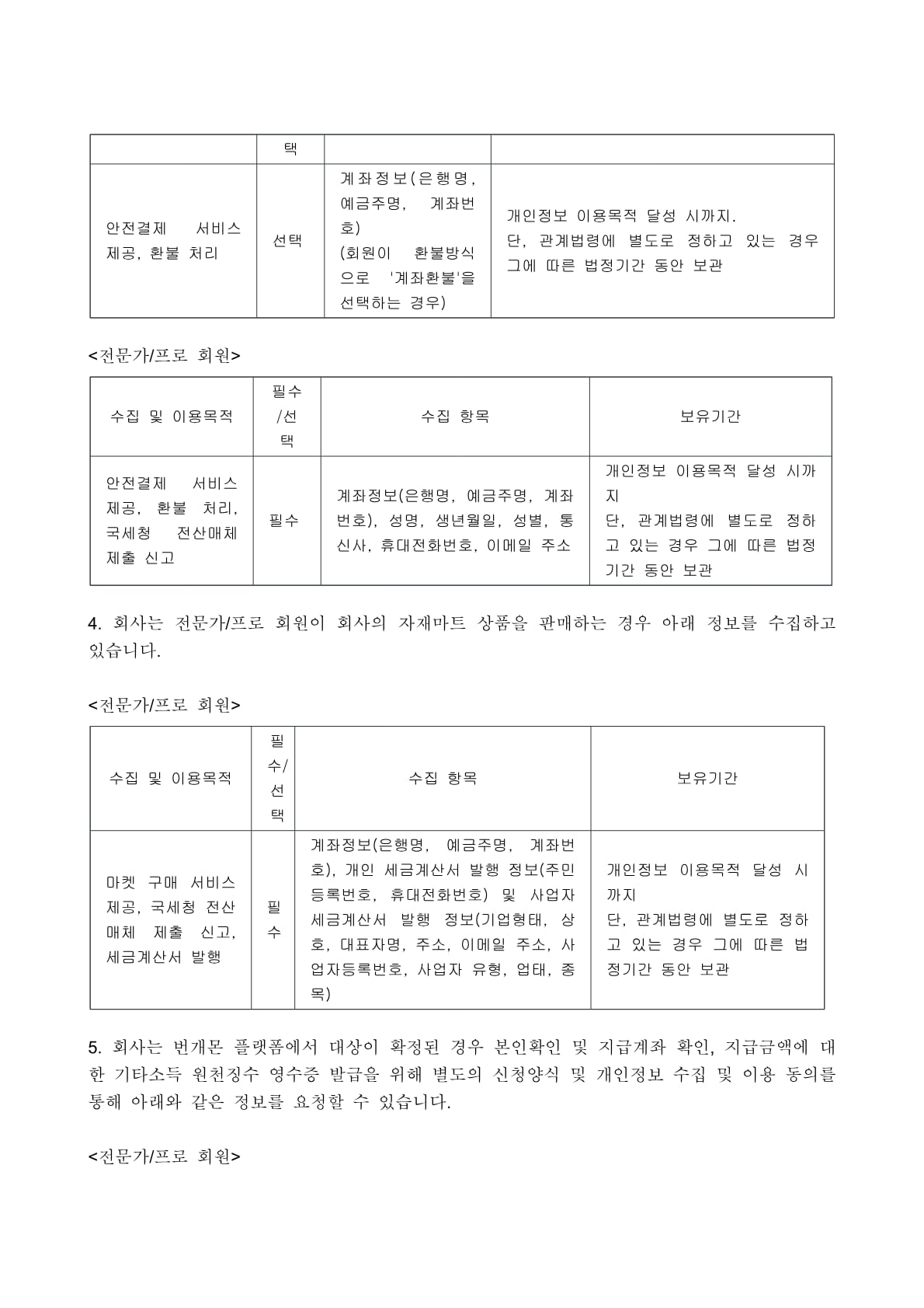개인정보 처리방침 5페이지